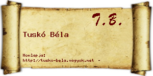 Tuskó Béla névjegykártya